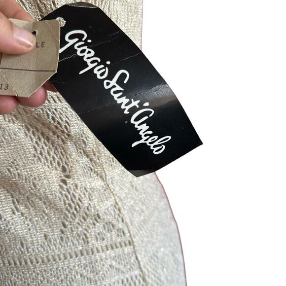 Vintage NWT Womens Dress Large Cream Gold Lace Ethereal Soft Delicate Elegant - Picture 5 of 7